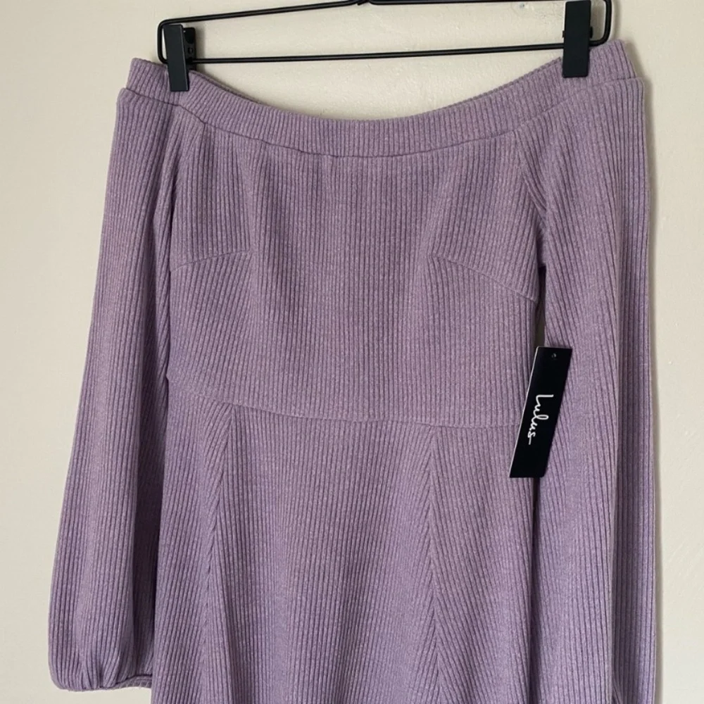NWT Lulu's Flare Enough Lavender Off-the-Shoulder Skater Dress Small - Picture 2 of 9